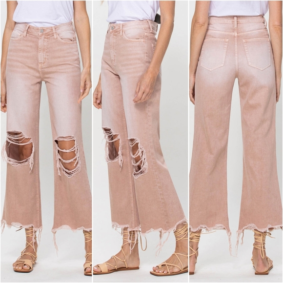 90's Vintage Super High Rise Crop Flare Jeans - Beetle